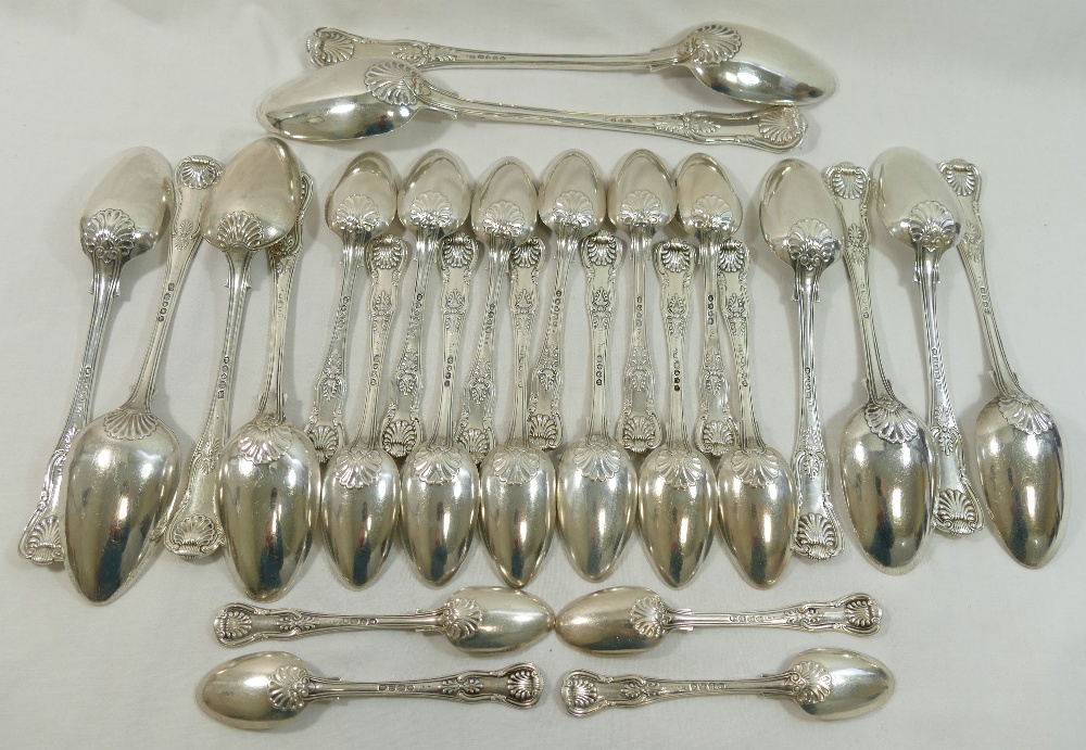 A quantity of George IV silver Kings pattern cutlery, London 1827 by Charles Eley, comprised of - Image 2 of 2