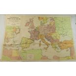 A WWII period 'Map of Europe and the Mediterranean.' printed by the News Chronicle, drawn by William