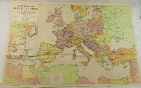 A WWII period 'Map of Europe and the Mediterranean.' printed by the News Chronicle, drawn by William