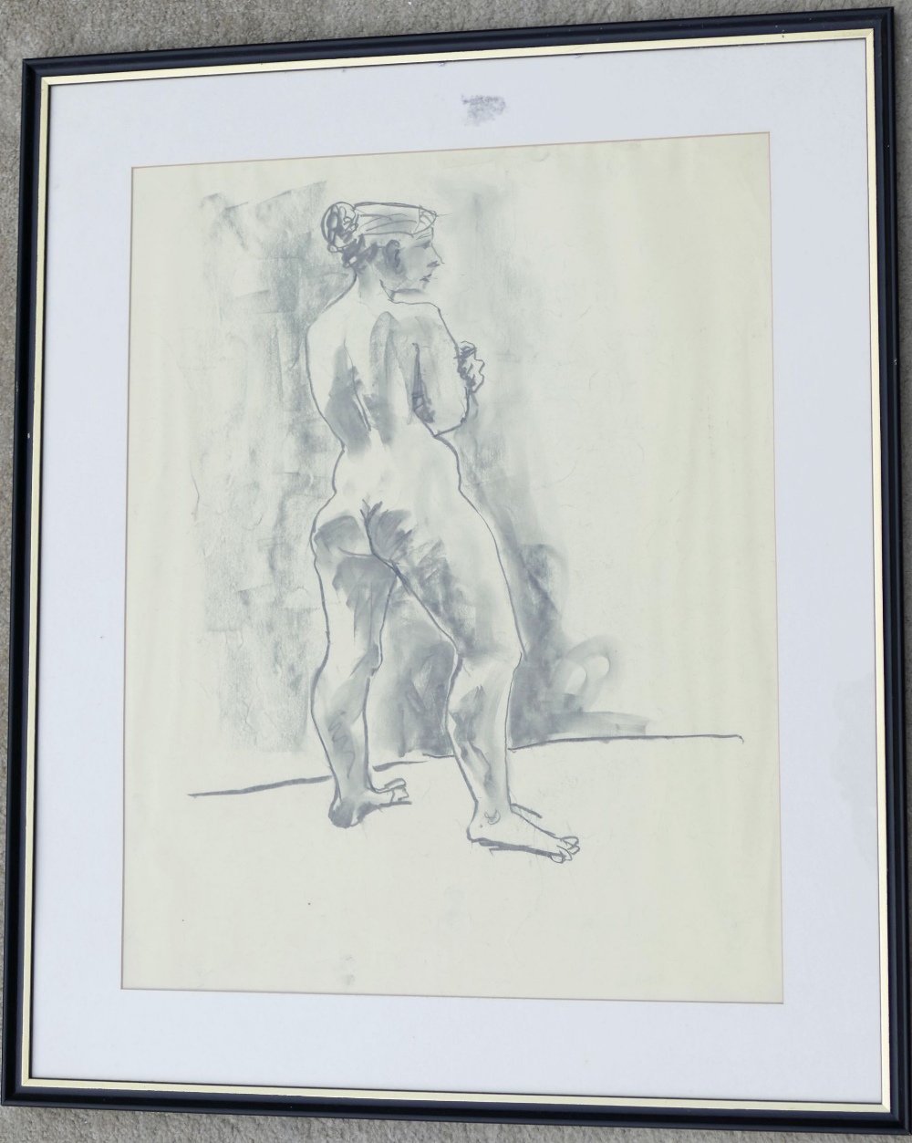 Hugo Dachinger (1908-1996 ), life model sketch of a woman standing facing away from the artist, - Image 2 of 3