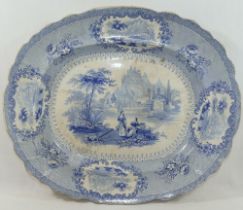 A mid 19th century George Phillips, Longport, Staffordshire pottery meat plate decorated in blue and
