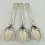 Three Scottish silver fiddle and shell pattern table spoons, Glasgow 1836, maker's mark 'DCR',