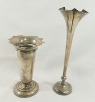 An Edwardian silver trumpet-shaped vase, with trefoil-shaped rim, Birmingham 1904, 26cm high, and
