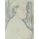 Hugo Dachinger (1908-1996 ), life model sketch of a woman's head and chest, pencil and charcoal on
