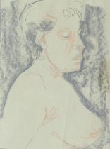 Hugo Dachinger (1908-1996 ), life model sketch of a woman's head and chest, pencil and charcoal on