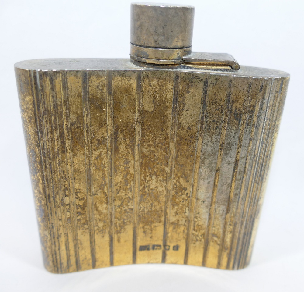 A silver gilt hipflask made for Cartier, London, with graduated banded decoration, London 1973, - Image 2 of 3