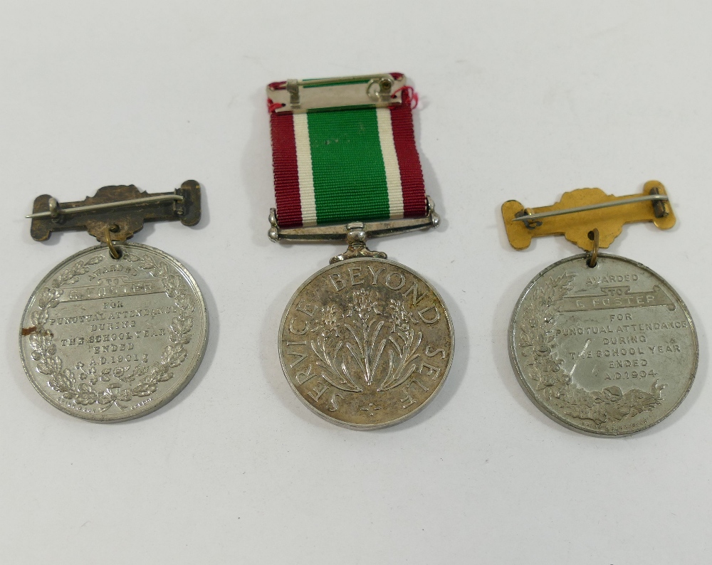 A WWII Women's Voluntary Service medal with ribbon, five London School Board medals awarded for - Image 2 of 5