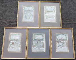 Emmanuel Bowen and John Owen, five 18th century hand coloured maps from 'Britannia Depicta or Ogilby