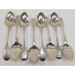 A set of eight George IV silver fiddle pattern teaspoons, London 1820, engraved with the crest of