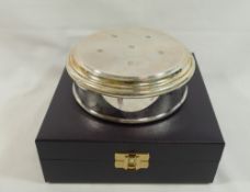 An Asprey and Co. circular silver trinket box, Sheffield 2001 with Millenium hallmark, the