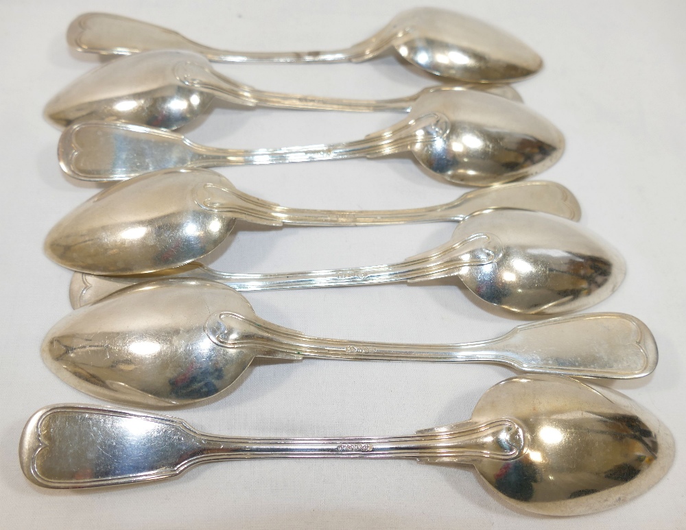 Six 19th century German fiddle and thread pattern table spoons, and another similar spoon, all - Image 2 of 2