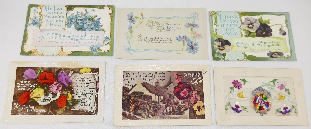 A collection of approximately 40 early 20th century postcards including a set of four humorous - Image 7 of 7