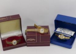 12 ladies wrist watches including Rotary and Sekonda examples, a Timex stainless steel pedometer and