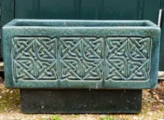 Monica Young (1929-2004), a pair of matched rectangular pottery planters on stands, decorated in a