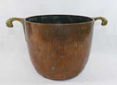 A WMF copper wine cooler/ice bucket, the sides with textured finish, fitted with two cast brass