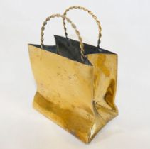 A Cartier silver gilt miniature bag with rope handles, marked 'Cartier Hand Made Sterling' to base,