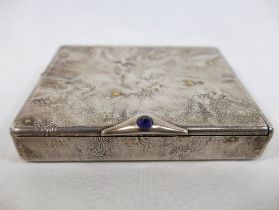A Jacques Cartier silver cigarette case, with samorodok finish, based on an earlier design by