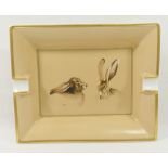 A Hermes of Paris rectangular ashtray, decorated with hares, 19cm x 15.5cm CONDITION REPORTS &