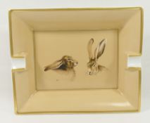 A Hermes of Paris rectangular ashtray, decorated with hares, 19cm x 15.5cm CONDITION REPORTS &