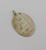A late 18th century 'Free and Easy' club of Edinburgh silver membership pass, engraved 'Follow Me'