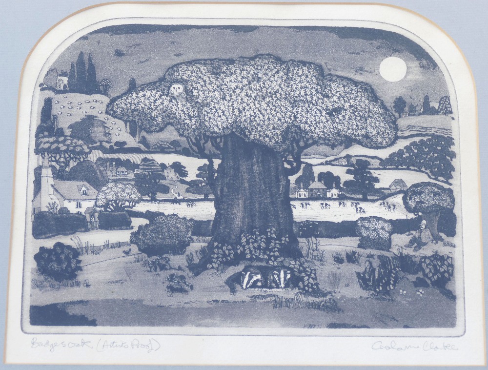 Graham Clarke (b. 1941), 'Badger's Oak', artist's proof print, signed and titled in pencil to the