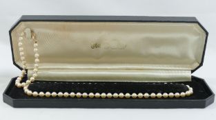 A string of individually knotted cultured pearls, with 9 carat gold clasp, Birmingham 1985, 44cm