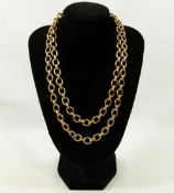 A long 9 carat gold heavy cable link chain, Birmingham 1973, 86cm long, 87.5g CONDITION REPORTS &
