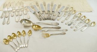 A German silver cutlery set, stamped '800' with crescent mark by Koch & Bergfeld of Bremen and