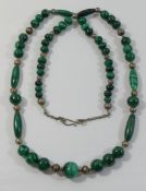 A native American Navajo style malachite bead necklace, 86cm long CONDITION REPORTS & PAYMENT