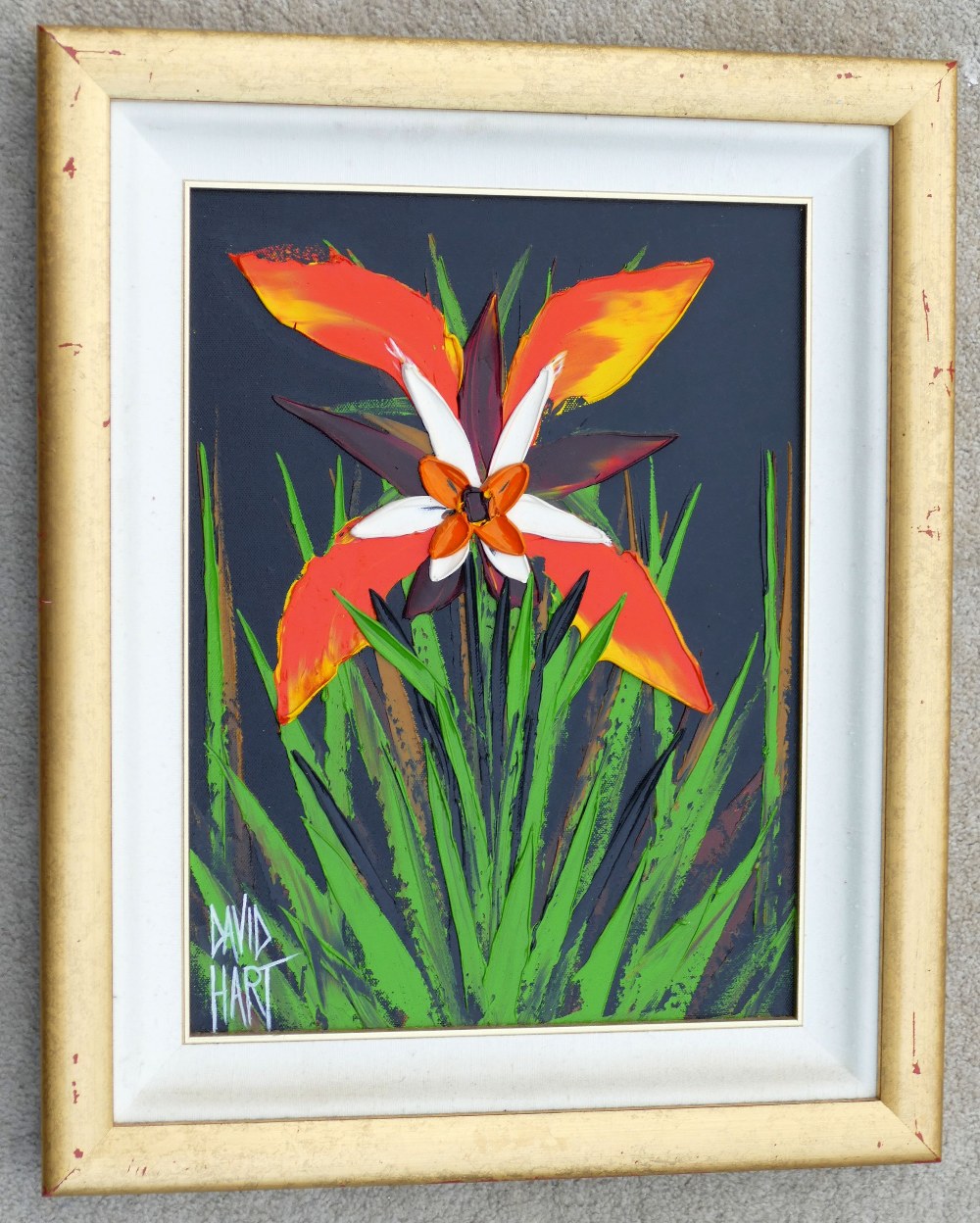 David Hart (b.1971 Australian), single flower study, acrylic on canvas, signed lower left, 40cm x - Image 2 of 5