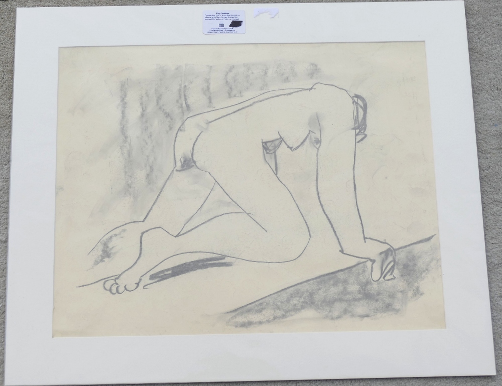 Hugo Dachinger (1908-1996 ), life model sketch of a woman on all fours in a crawling pose, pencil - Image 2 of 3