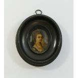 An oval portrait miniature of a lady, oil on copper, possibly 17th century Dutch, 4.7cm x 3.9cm,