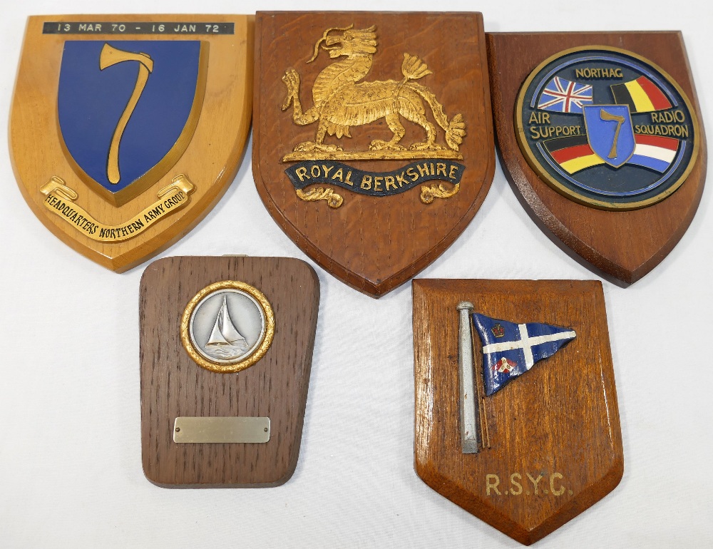 Three Royal Air Force wooden wall plaques/shields relating to Squadrons 93, 111 and 147, and three - Image 2 of 2