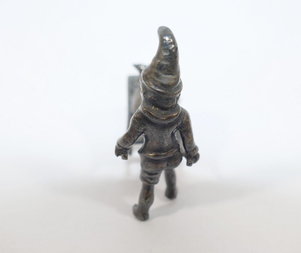 A late 19th century German Neresheimer silver figure of a gnome pushing a wheelbarrow containing a - Image 3 of 4