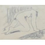 Hugo Dachinger (1908-1996 ), life model sketch of a woman on all fours in a crawling pose, pencil