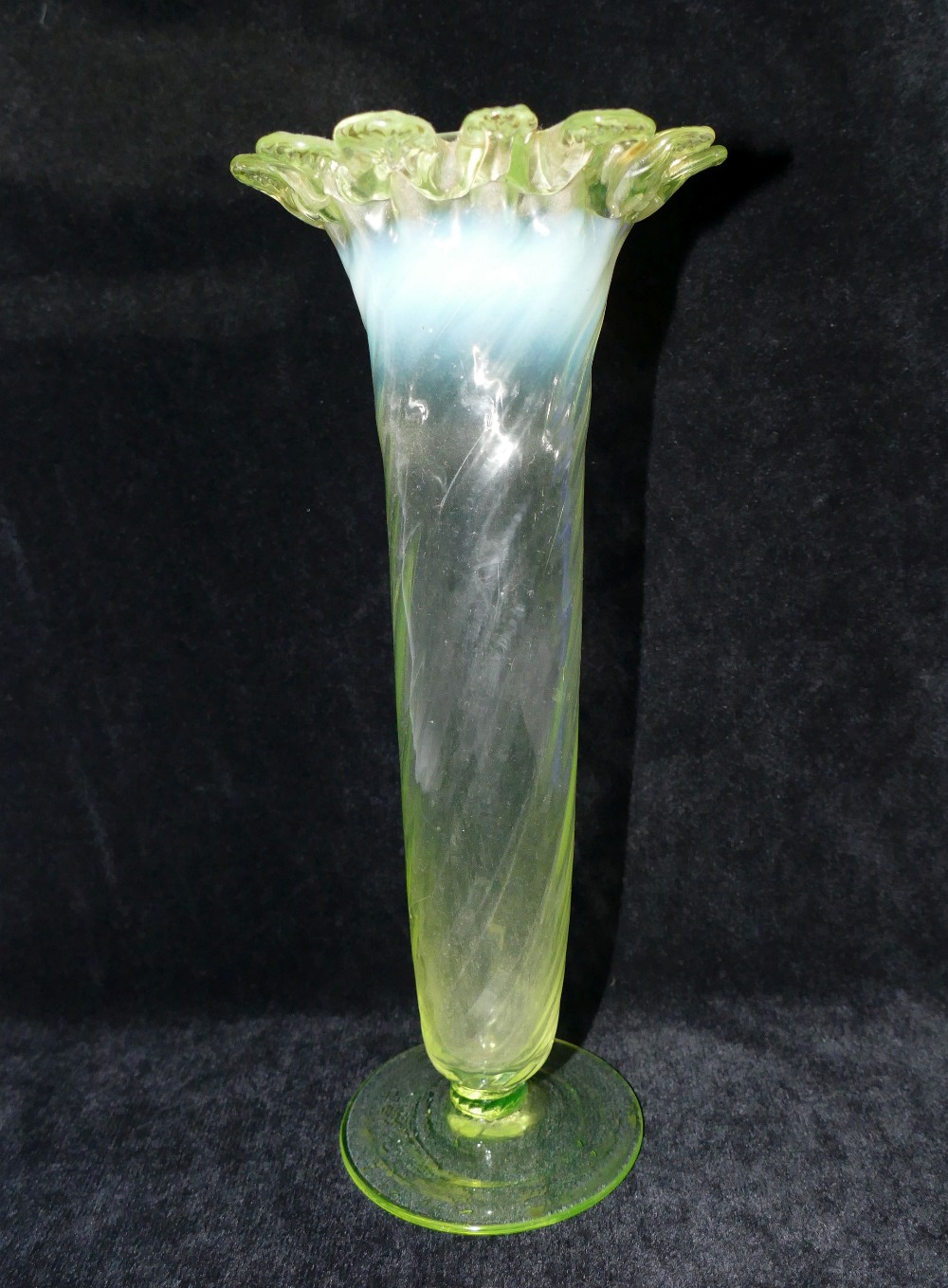 Two Victorian uranium glass vases, each 25cm high CONDITION REPORTS & PAYMENT DETAILS IMPORTANT * - Image 3 of 4