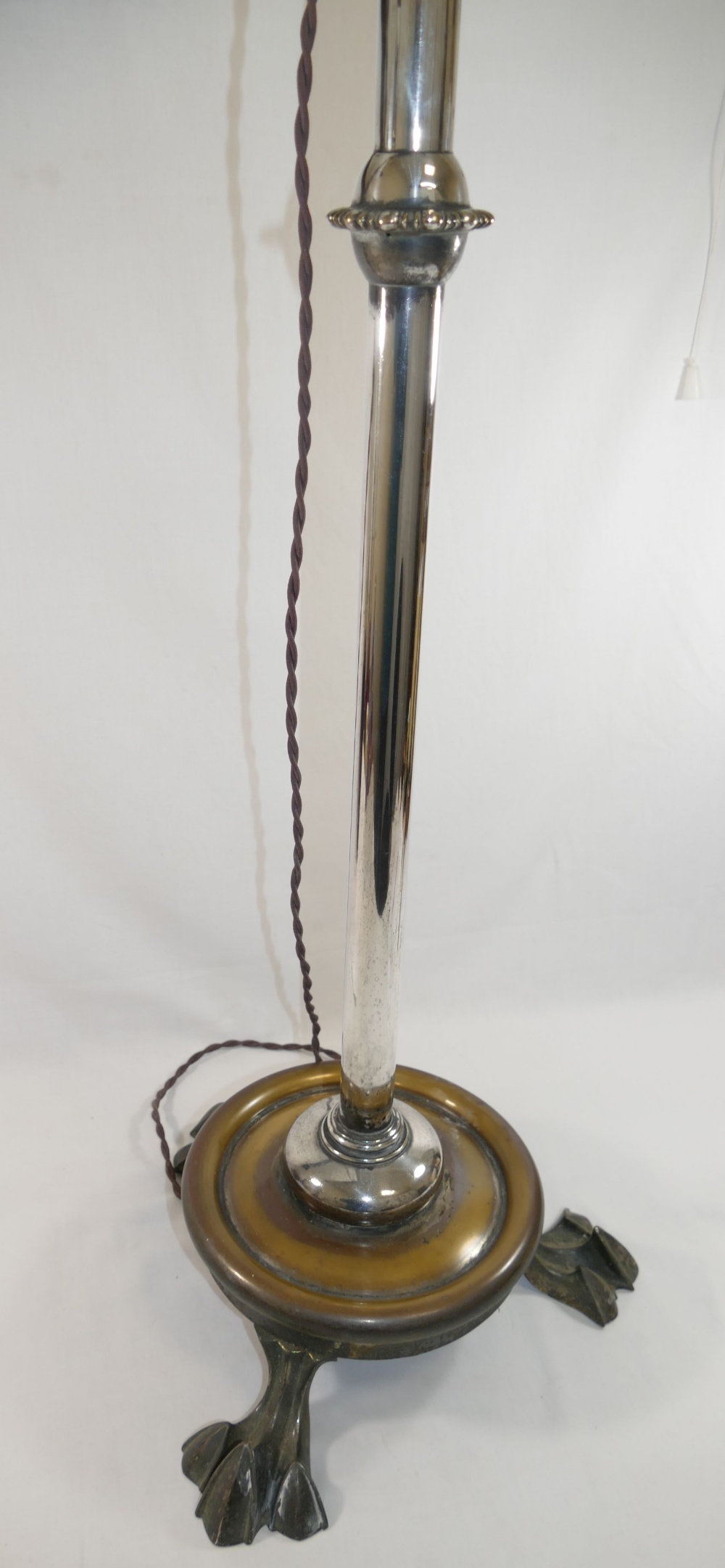 A silver plated telescopic standard lamp, on circular base raised on three claw feet, fully extended - Image 3 of 5