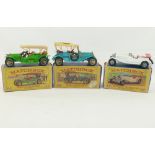 A collection of 13 die-cast vehicles comprised of three boxed Matchbox 'Models of Yesteryear',
