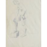 Hugo Dachinger (1908-1996 ), life model sketch of a woman standing with her right foot on a box,