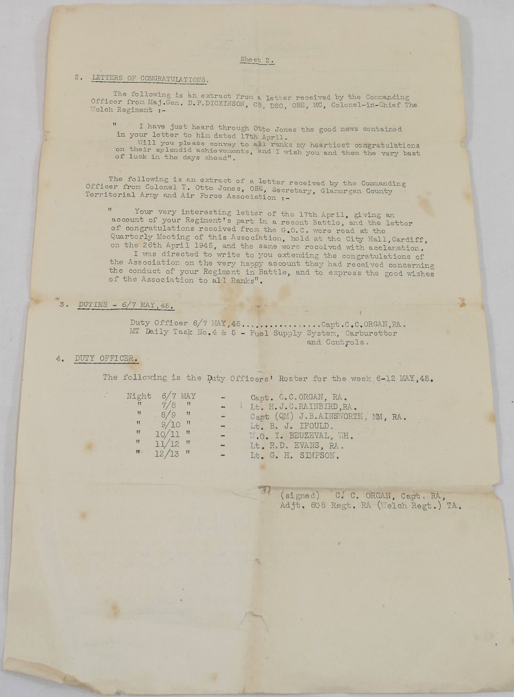 A collection of WWII related items comprised of two Regimental Orders relating to the Welch Regiment - Image 10 of 11