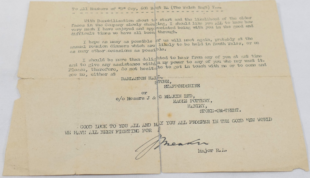 A collection of WWII related items comprised of two Regimental Orders relating to the Welch Regiment - Image 11 of 11