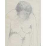 Hugo Dachinger (1908-1996 ), life model sketch of a woman leaning forward over one knee, pencil