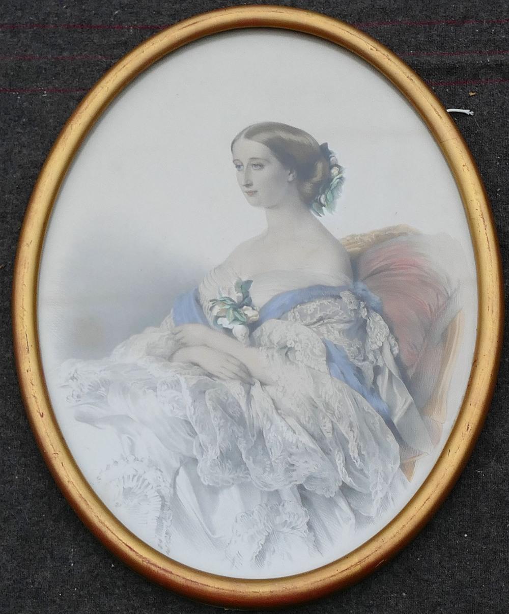 After Franz Xaver Winterhalter, Empress Eugenie of France, lithograph, engraved by Leon Noel, 51cm x - Image 3 of 5