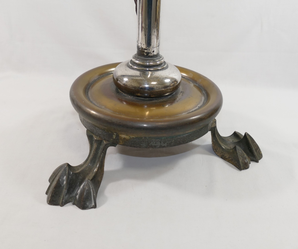 A silver plated telescopic standard lamp, on circular base raised on three claw feet, fully extended - Image 2 of 5