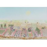 Pat Abson (20th century British), 'Sunburst', watercolour, signed lower right, 20cm x 30cm, titled