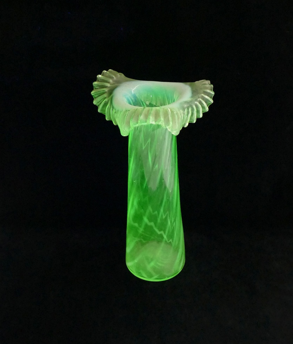 Two Victorian uranium glass vases, each 25cm high CONDITION REPORTS & PAYMENT DETAILS IMPORTANT * - Image 2 of 4