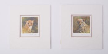 David Shepherd, 'Lion and Leopard' signed limited edition prints 465/1000 and 465/1000, both