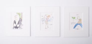 Tim Bulmer, a collection of three small signed prints 'Quick Ziz, The Biggest Swinger In Town,