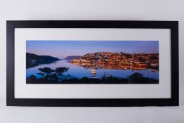 A large photographic view of Salcombe, signed, 36/50, framed and glazed, overall size 77cm x 156cm.