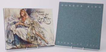 Two books by Gordon King 'A Romance With Art' and 'Drawn To Life' with a signed sketch (2).
